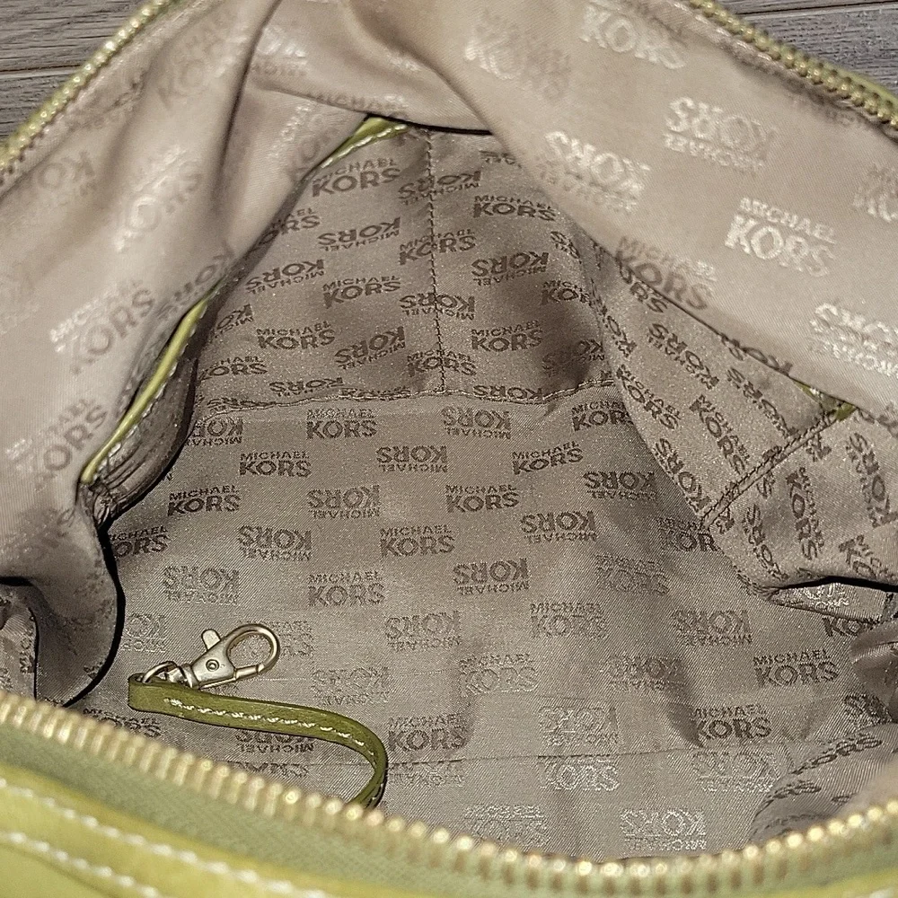 Michael Kors Olive Green Leather Handbag with Gold Hardware